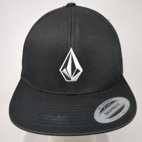 Volcom Snapback Cap Black One Size Adjustable Embroidered Vented Holes 6 Panel - Picture 2 of 9